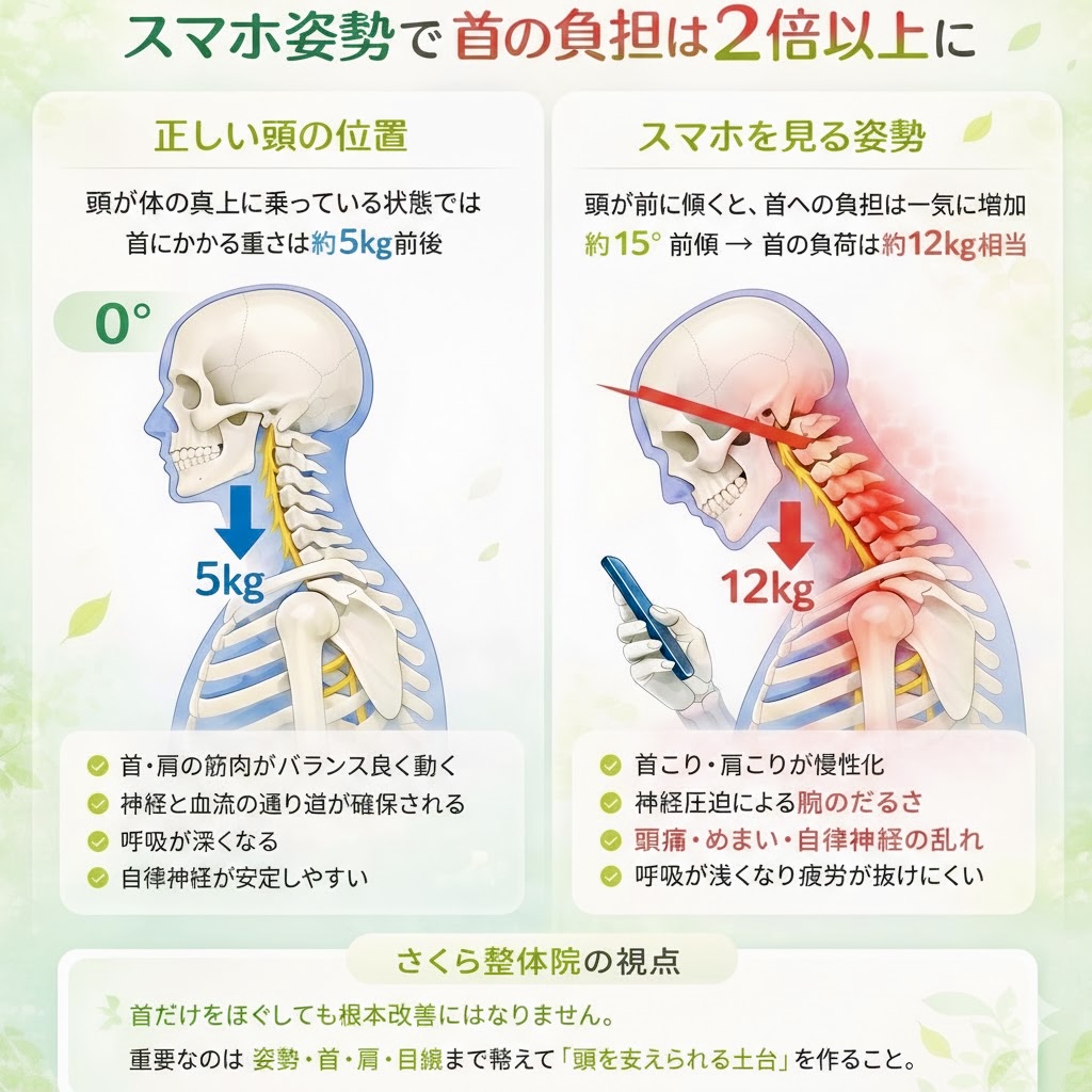 スマホネック・ストレートネック » 奈良市 整体|さくら整体院 JR奈良駅→3分 骨盤矯正ダイエット+小顔矯正 カイロプラクティック整体院 スマホネック・ストレートネック