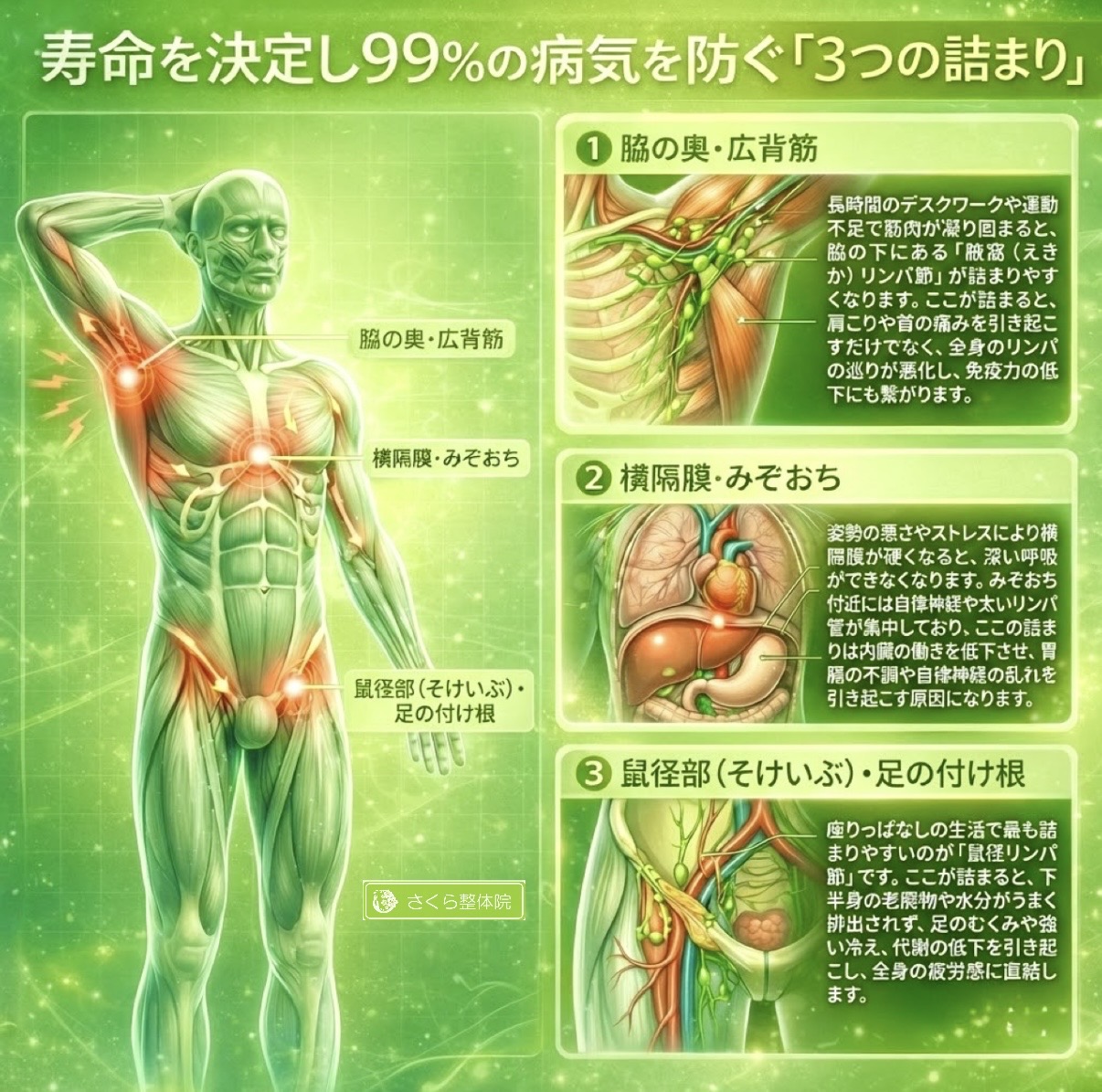 リンパの詰まり解消整体 » 奈良市の整体 さくら整体院 リンパの詰まり解消整体