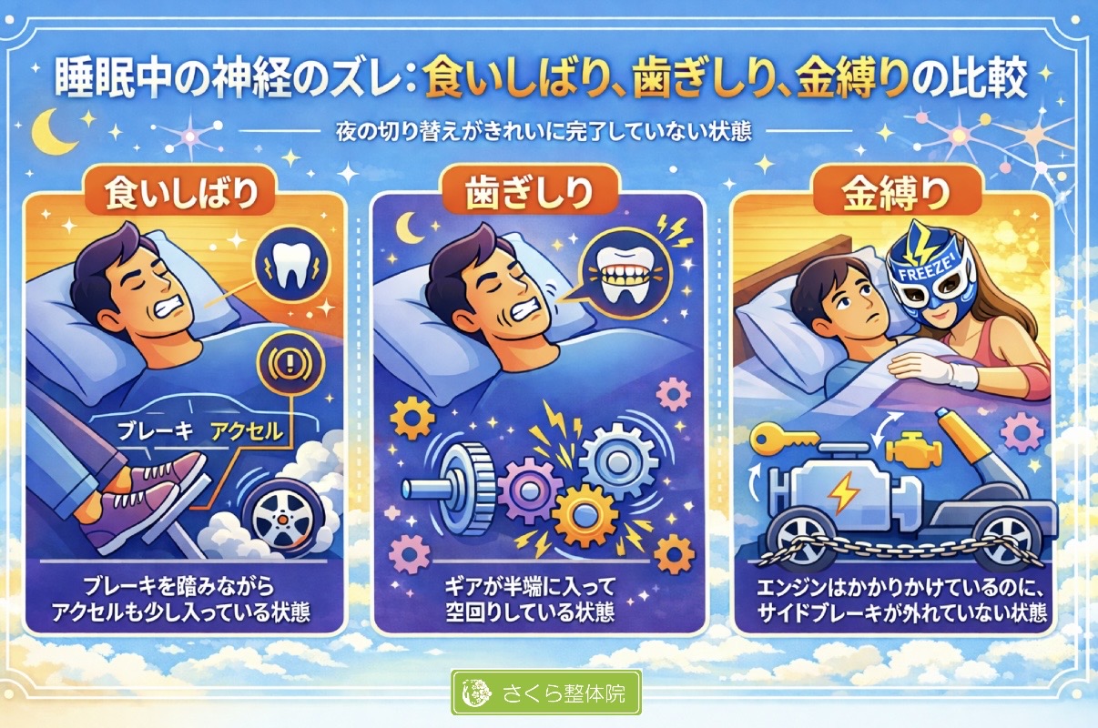 食いしばり 歯ぎしり 金縛り の違い
